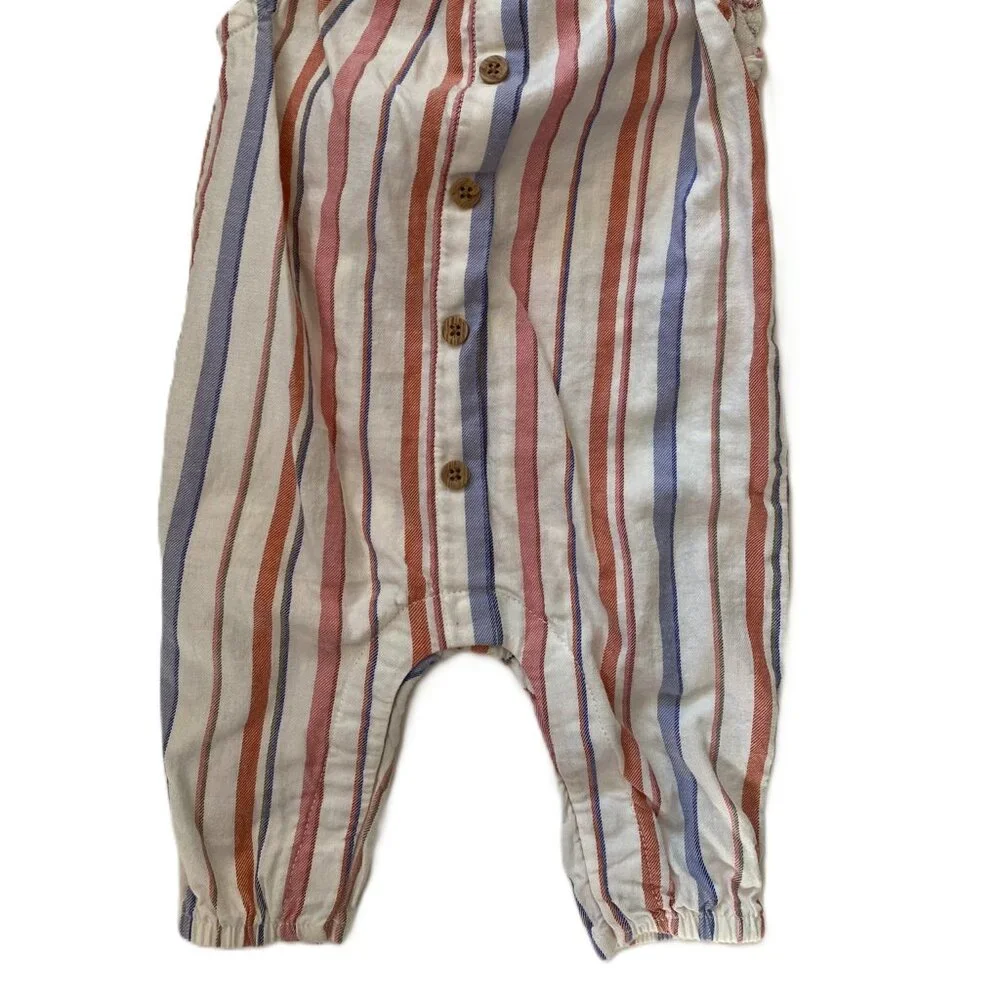 Carter’s Soft Striped Summer Romper 3M Flutter Sleeve Button Front